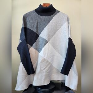 Joseph A Women's Geometric Turtleneck Sweater - Black, Gray, Cream